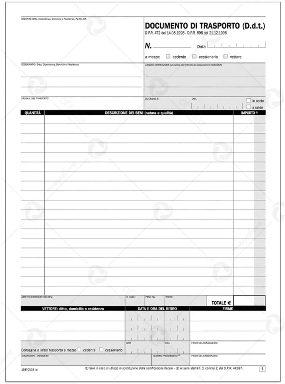 Documento di Trasporto A4 Triplice Copia