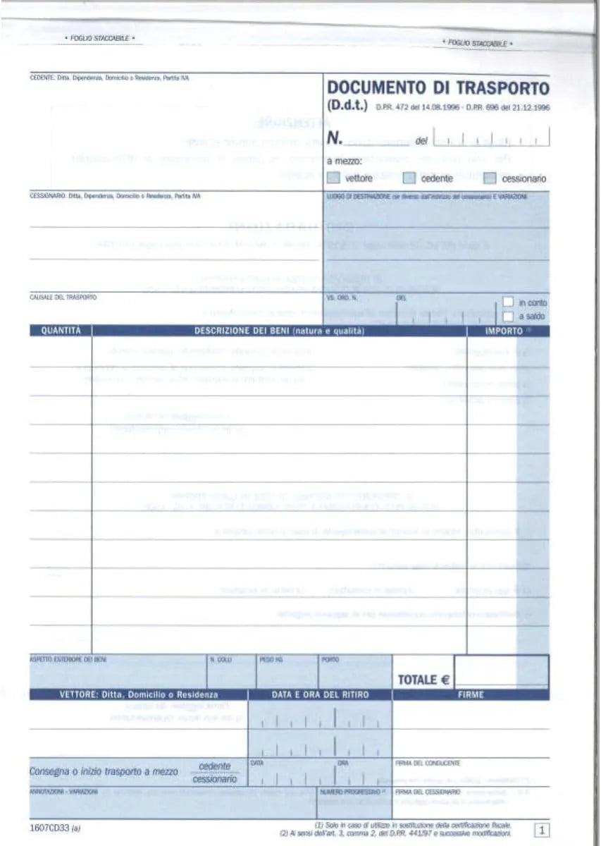 Documento di trasporto A5 3 copie