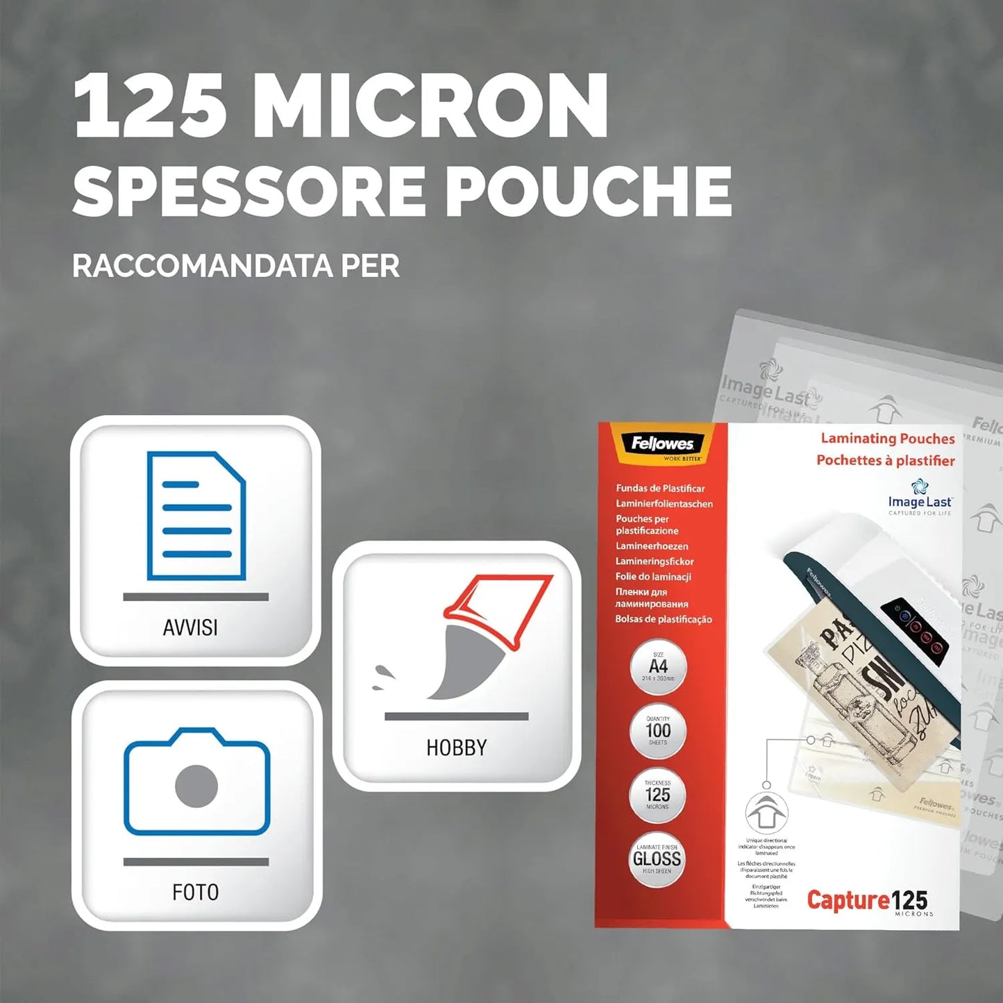 Fellowes Pouches per plastificazione per documenti 125my