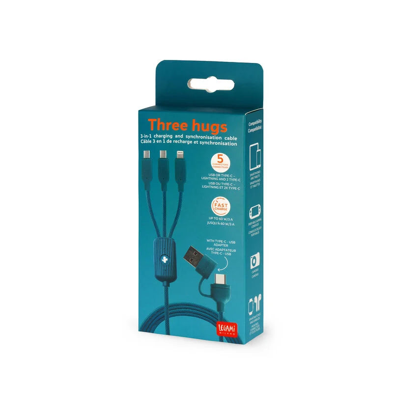 Cavo 3 in 1 di Ricarica e Sincronizzazione - Three Hugs-Cactus