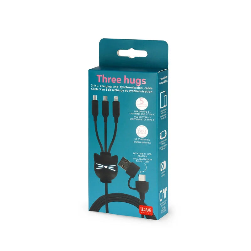 Cavo 3 in 1 di Ricarica e Sincronizzazione - Three Hugs-Kitty