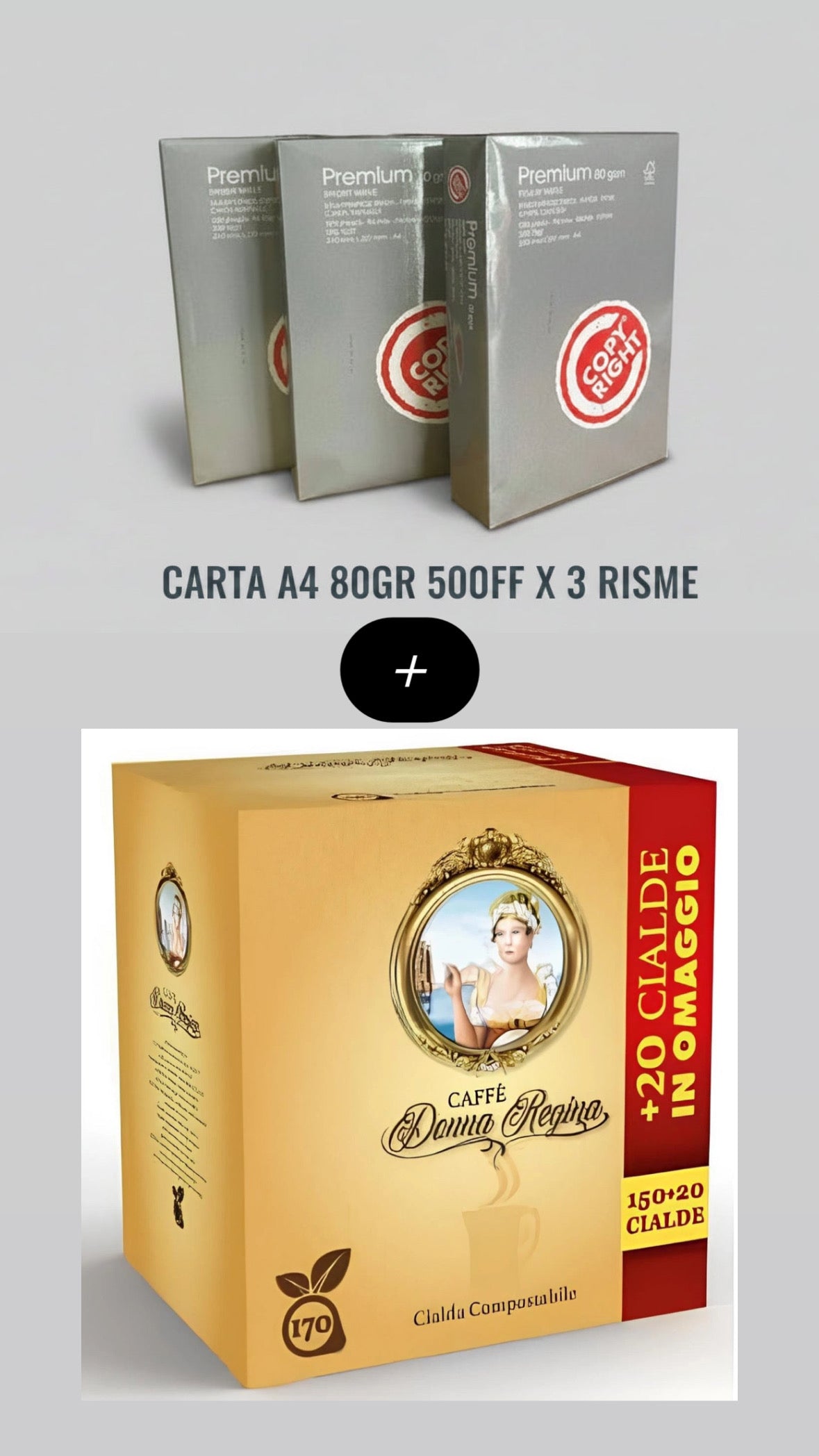 TRIS RISME da 500ff A4 PER FOTOCOPIE 80g/mq + 170Cialde