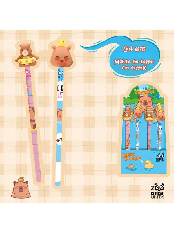 Matita con topper animaletto 3D Capibara - TintaUnita