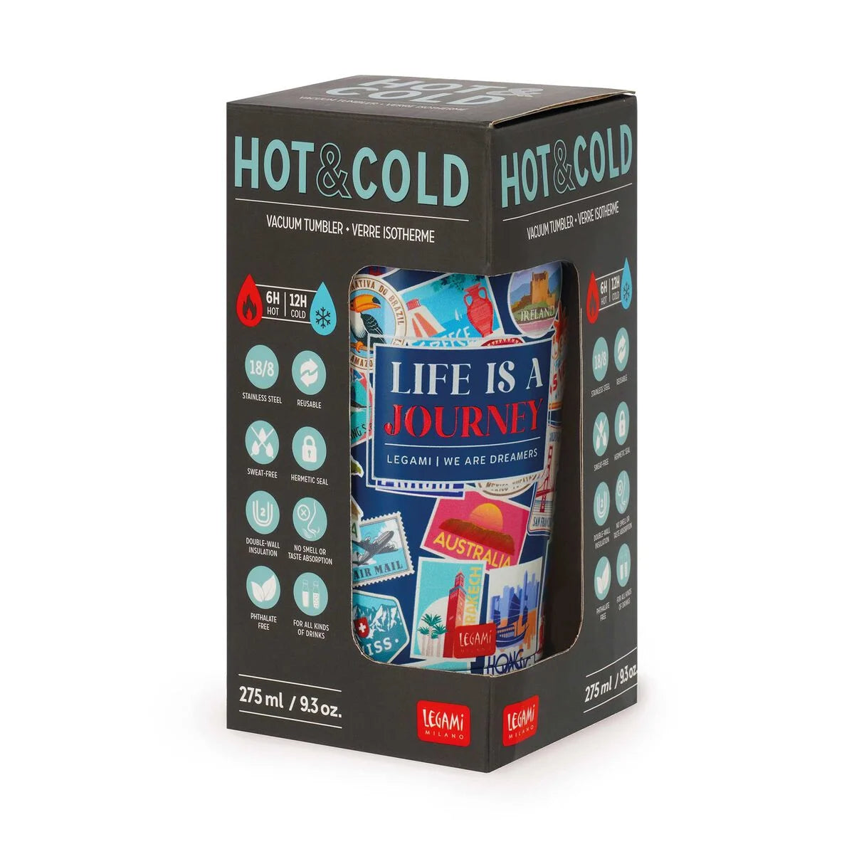 Bicchiere Termico 275 ml - Hot & Cold - Travel Stickers
