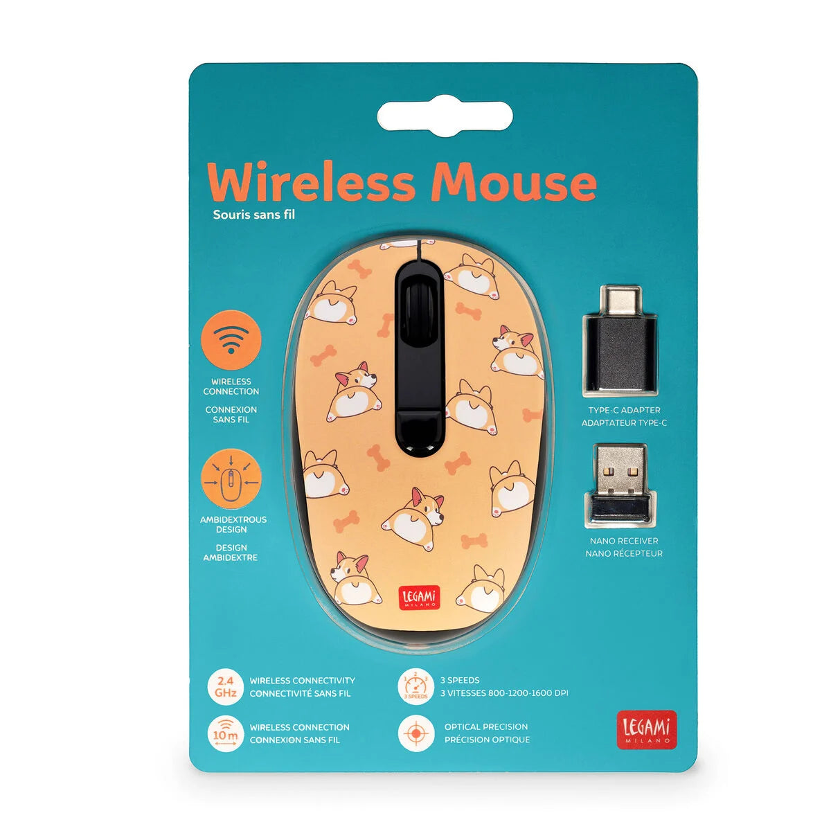 Mouse Wireless con Ricevitore USB - Corgi
