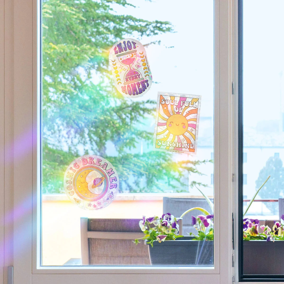 Set Di 4 Adesivi Elettrostatici Acchiappasole Per Finestra - Rainbow Maker