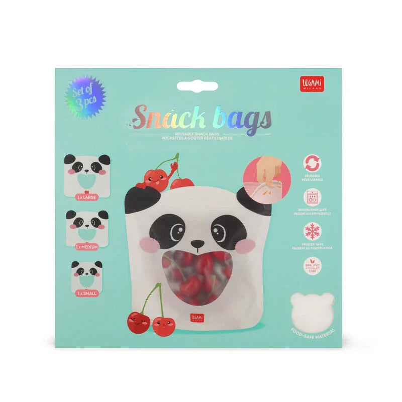 Set di 3 Buste per Alimenti - Snack Bags-Panda
