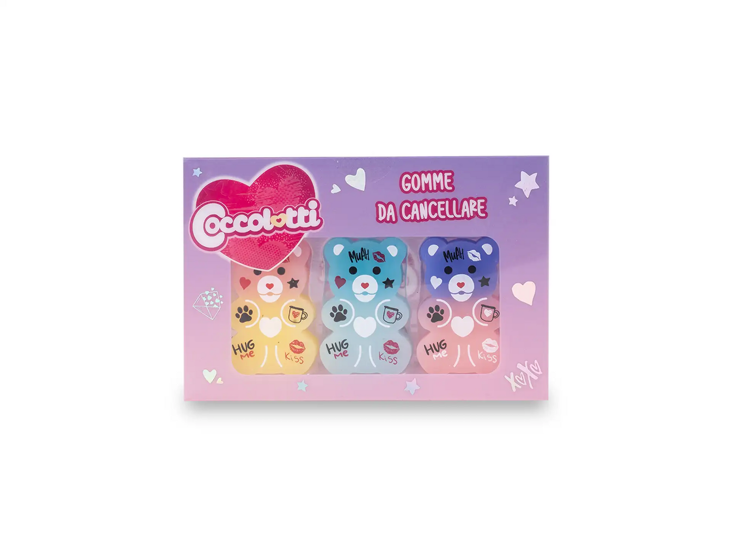 Set 3 gomme da cancellare Coccolotti Love&Tell