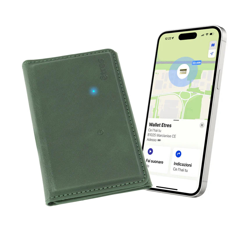 Portafoglio etres finder basic green con localizzatore