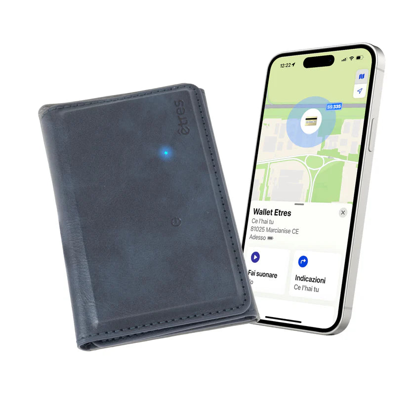 Portafoglio etres finder basic blu con localizzatore