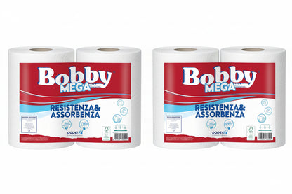 Coppia Bobina Industriale Bobby Mega 2 Veli in Pura Cellulosa 10 Rotoli