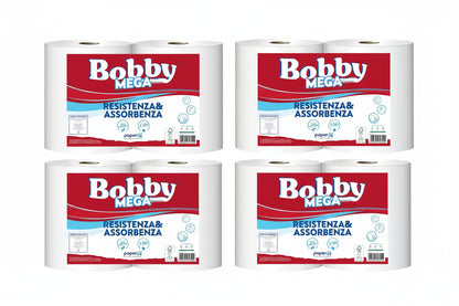 Coppia Bobina Industriale Bobby Mega 2 Veli in Pura Cellulosa 10 Rotoli