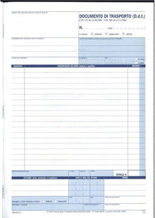 Documento di trasporto A5 2 copie