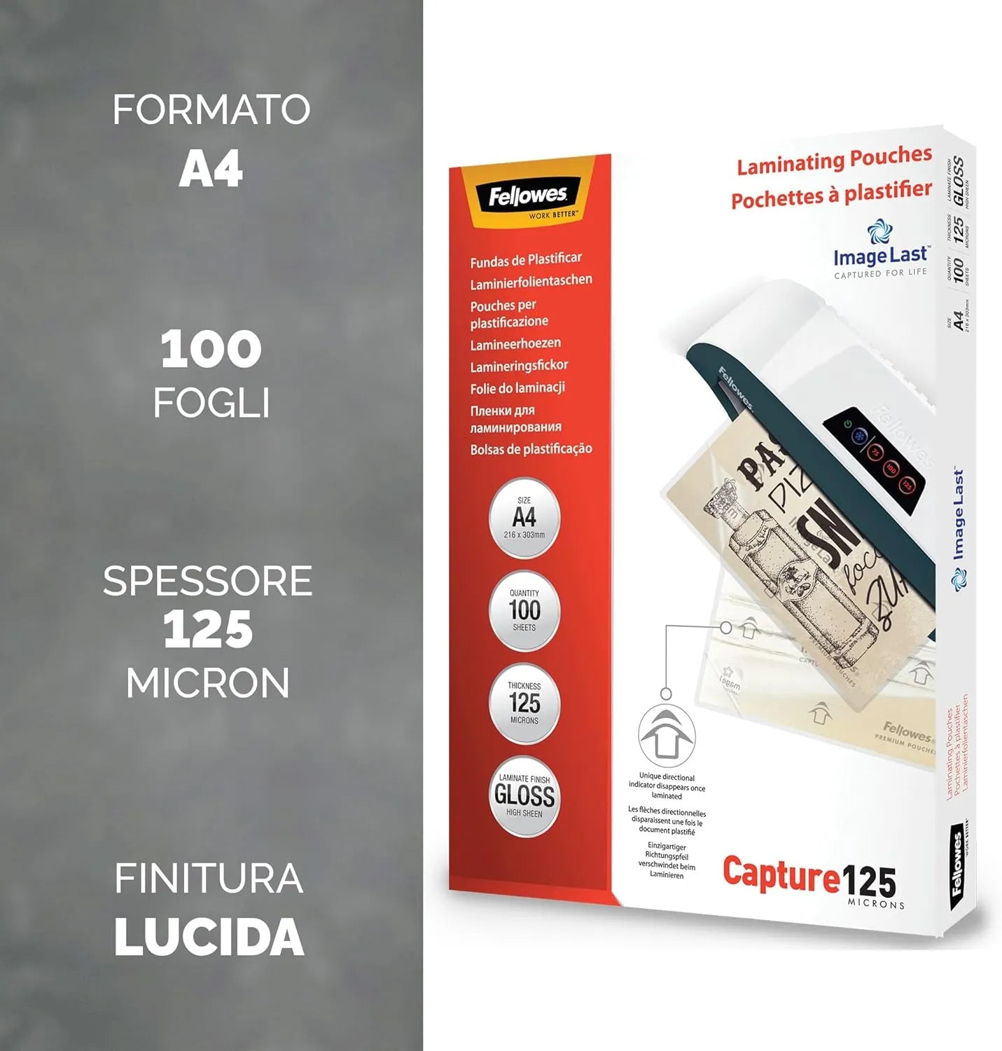 Fellowes Pouches per plastificazione per documenti 125my