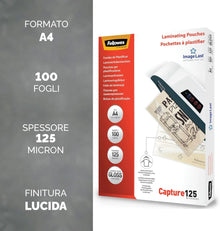 Fellowes Pouches per plastificazione per documenti 125my