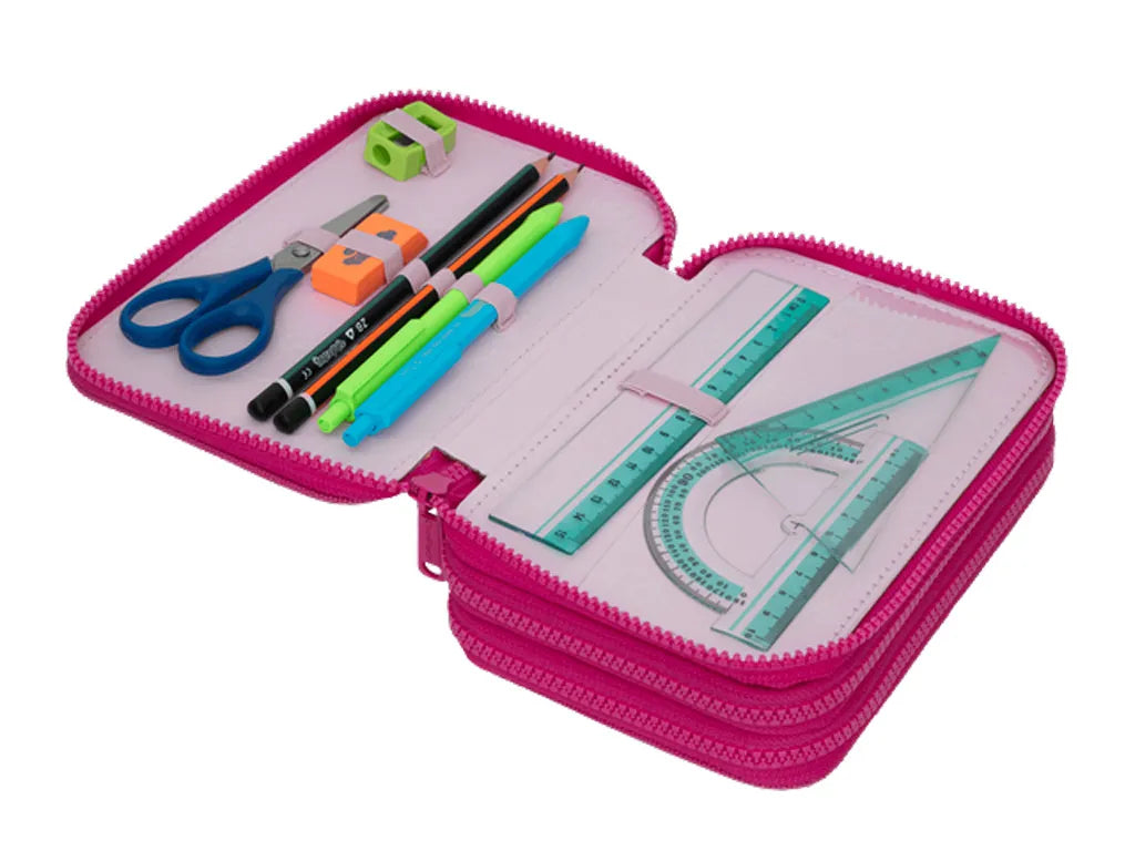 Astuccio 3 Zip Hello Kitty Pink Completo
