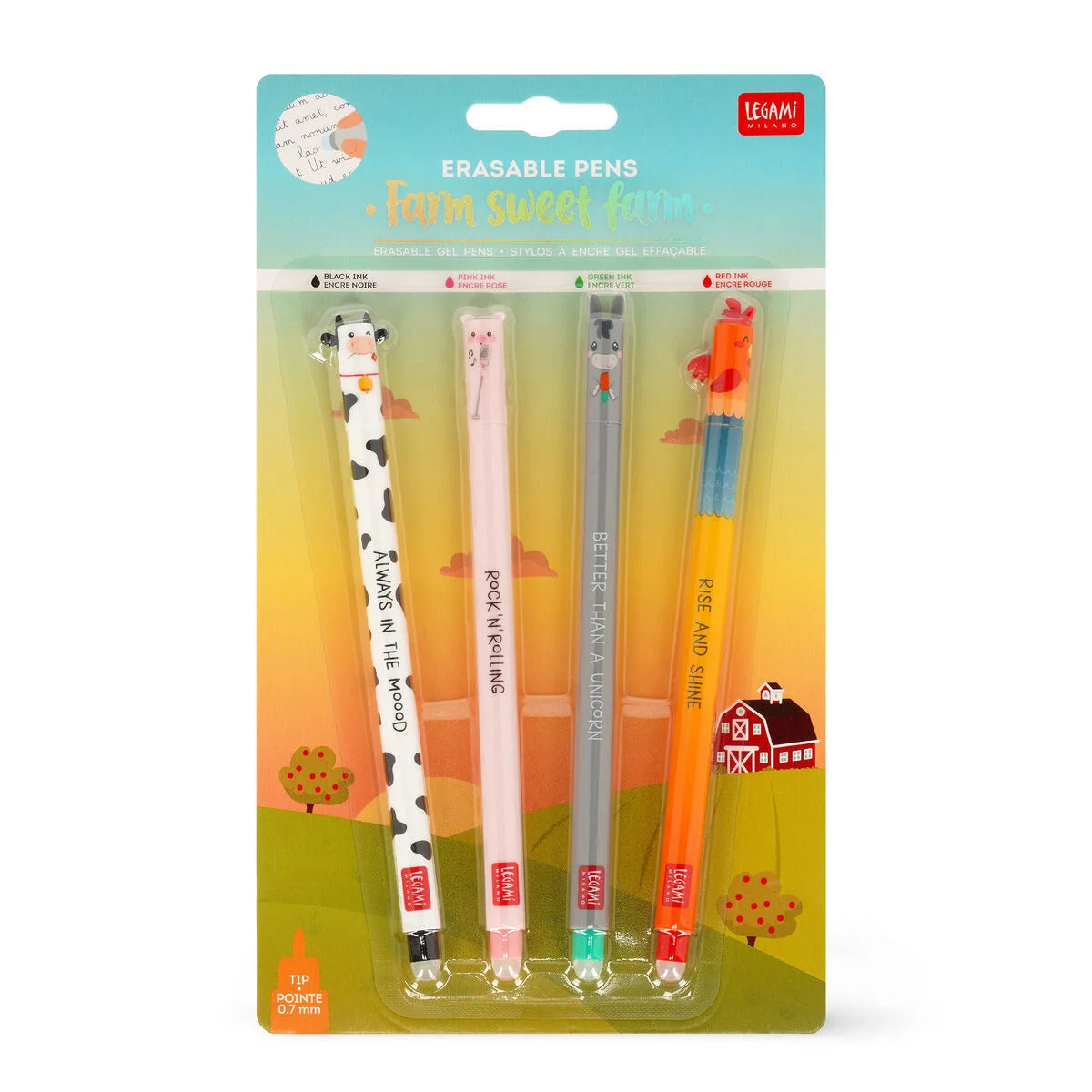 Set di 4 Penne Gel Cancellabili - Erasable Pen-Farm Sweet Farm