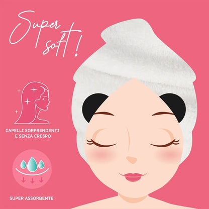 Asciugamano per Capelli a Turbante - Love My Hair-Panda