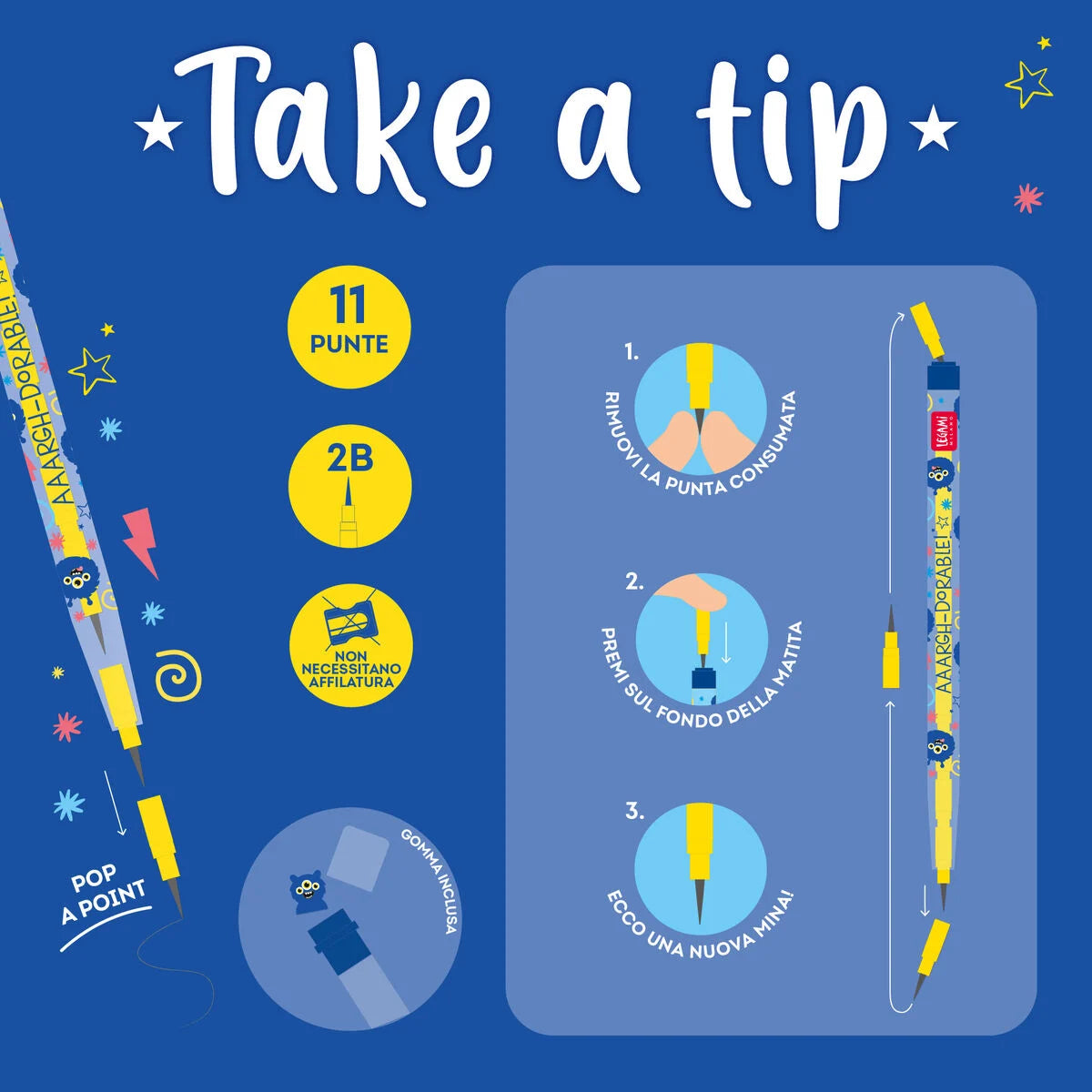 Matita Impilabile con Gomma - Take a Tip