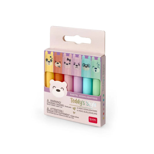 Set di 6 Mini Evidenziatori - Teddy's Style