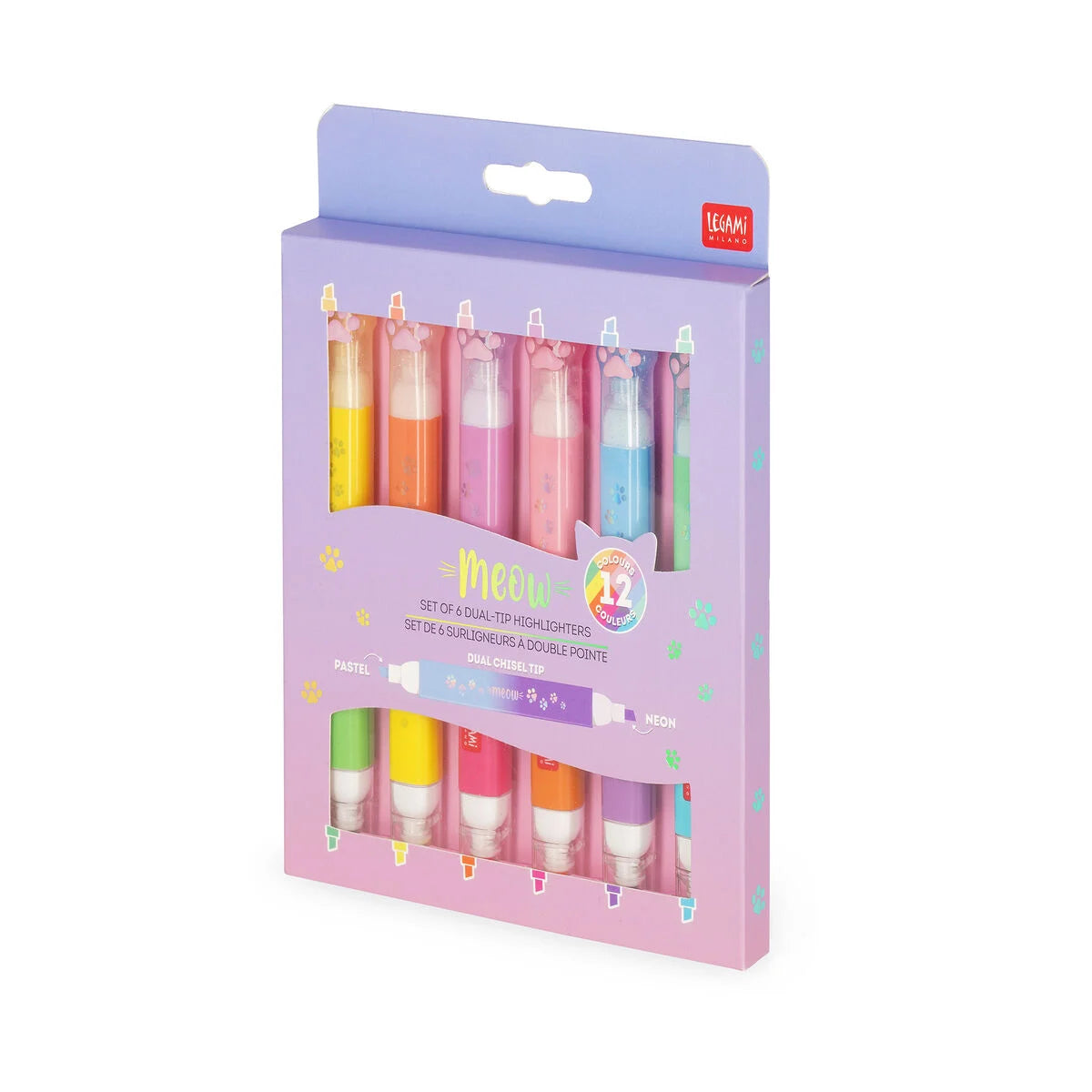 Set di 6 Evidenziatori Doppia Punta - Meow