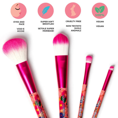 Set di 4 Pennelli per il Trucco - Oh My Glow!-Flowers