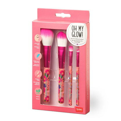 Set di 4 Pennelli per il Trucco - Oh My Glow!-Flowers