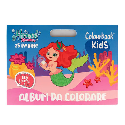 Album da colorare per bambini – Sirena – 25 pagine a tema – 150 stickers inclusi