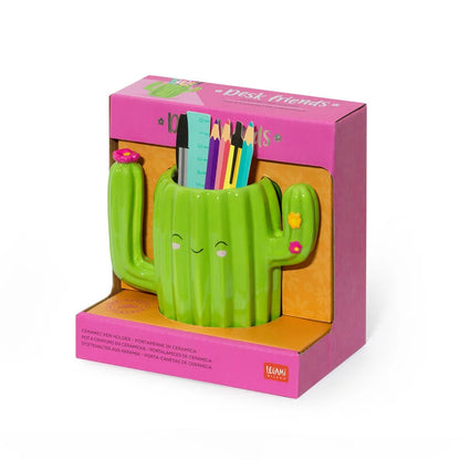 Portapenne in Ceramica - Desk Friends-cactus