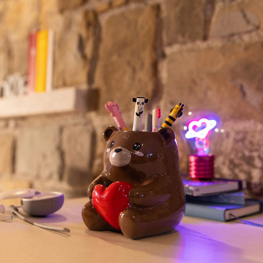 Portapenne in Ceramica - Desk Friends - Teddy Bear