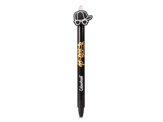Penna a sfera Geolier con topper – Inchiostro blu - Live rosso Geolier