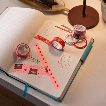 Set di 5 Nastri Adesivi Decorativi di Carta - Tape By Tape - Teddy Bear