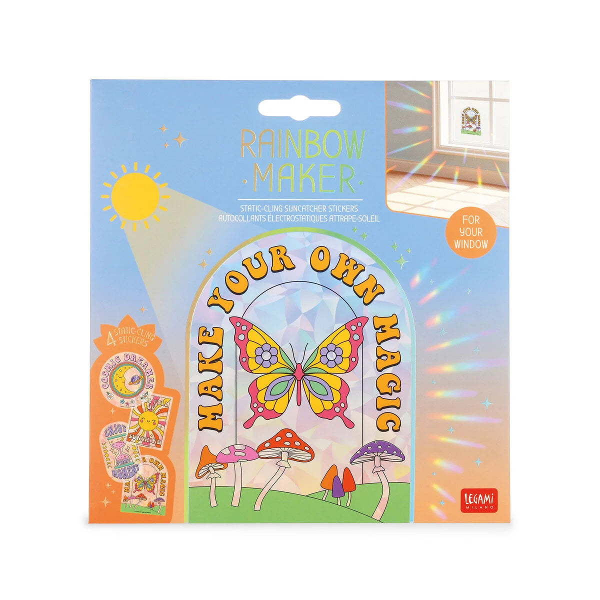 Set Di 4 Adesivi Elettrostatici Acchiappasole Per Finestra - Rainbow Maker