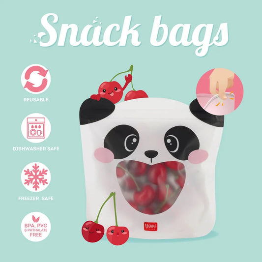 Set di 3 Buste per Alimenti - Snack Bags-Panda