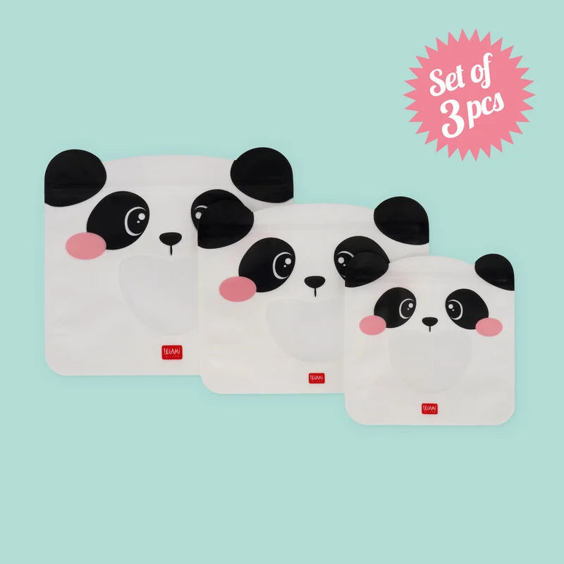 Set di 3 Buste per Alimenti - Snack Bags-Panda