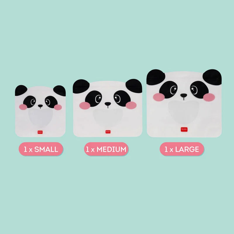 Set di 3 Buste per Alimenti - Snack Bags-Panda