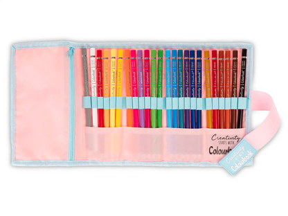 Astuccio portapastelli a rotolo Creativity – 24 pastelli Abstract Kawaii