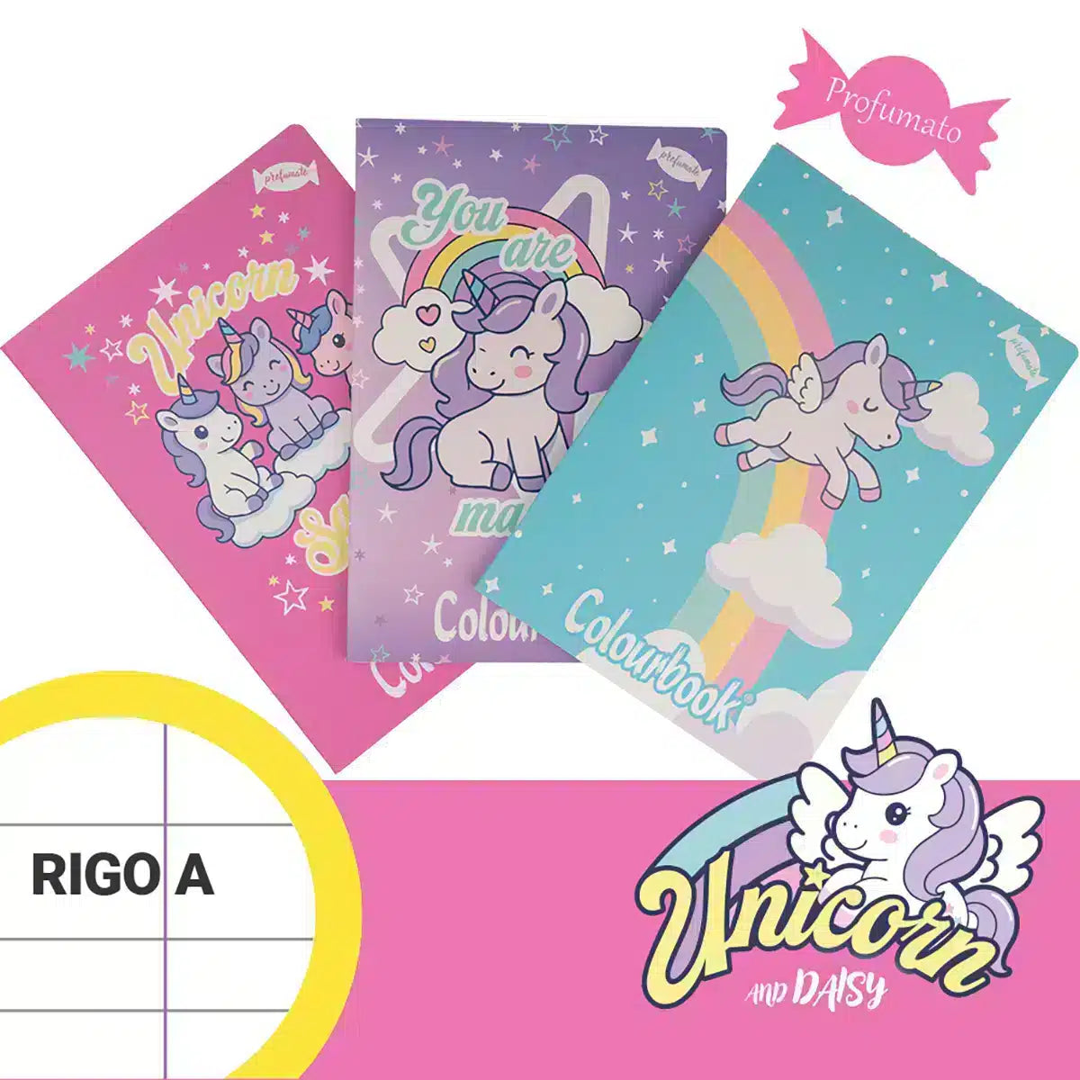 Set 3 quaderni A4 Unicorn and Daisy