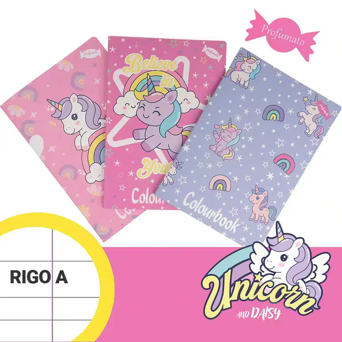 Set 3 quaderni A4 Unicorn and Daisy