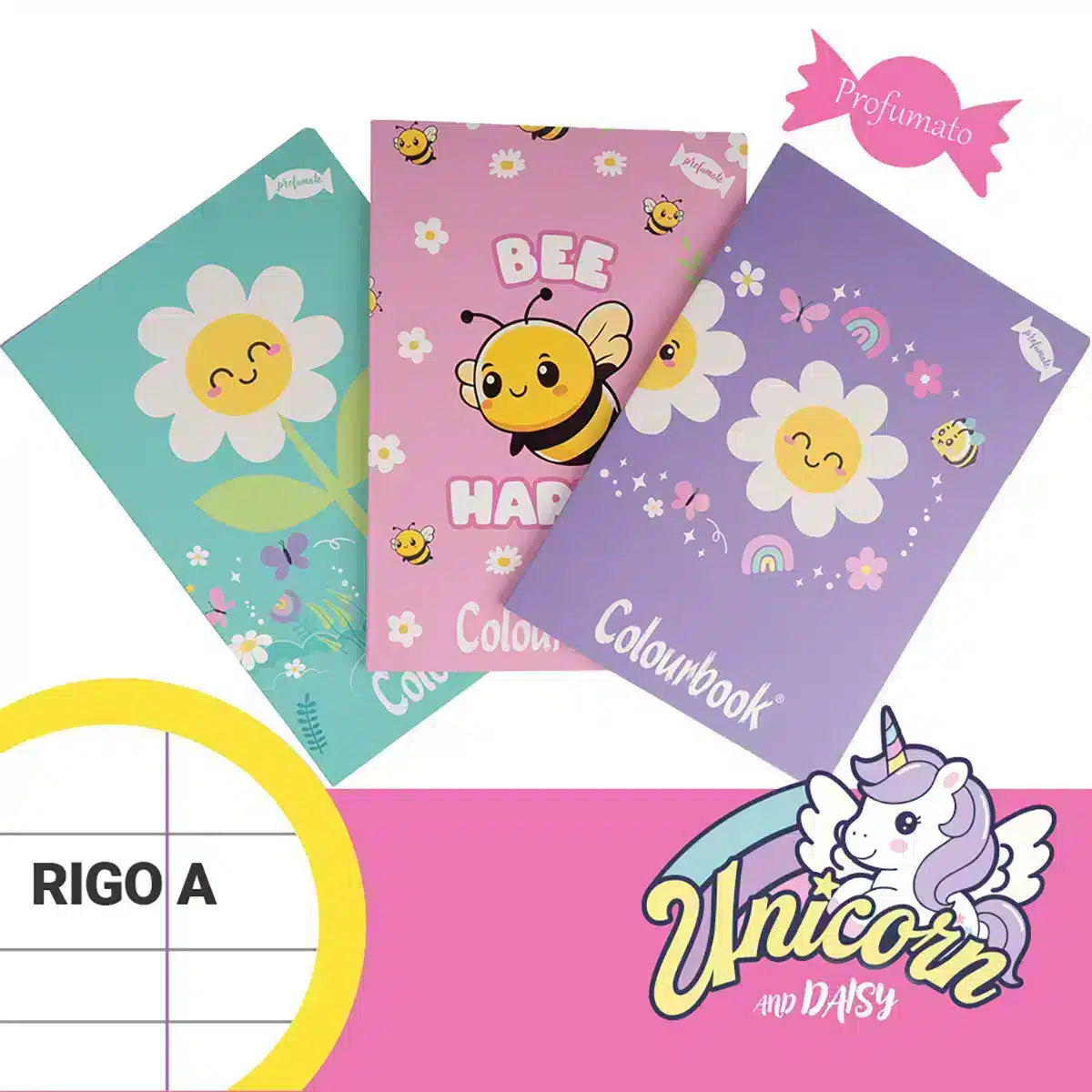 Set 3 quaderni A4 Unicorn and Daisy