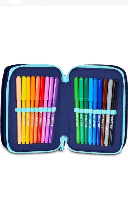 Astuccio Lilo & Stitch Scuola 3 Zip, Celeste E Rosa, Portapenne Triplo Scomparto