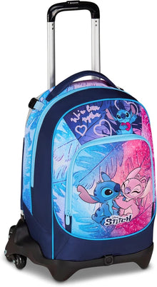 Trolley Lilo & Stitch Scuola Jack 3 Ruote, Blu, Zaino Con Carrello Sganciabile