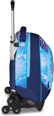 Trolley Lilo & Stitch Scuola Jack 3 Ruote, Blu, Zaino Con Carrello Sganciabile