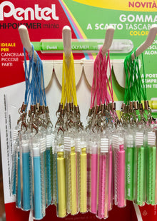 Gomma a scatto tascabile e colorata