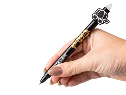 Penna a sfera Geolier con topper – Inchiostro blu - Live rosso Geolier